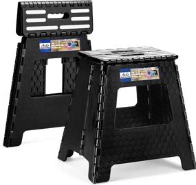 img 4 attached to ACSTEP 16” Heavy Duty Folding Step Stool for Adults, Enhanced Sturdiness and Safety, Holds Up to 330 lbs. Compact Foldable Plastic Stepping Stool Ideal for Kitchen, Black