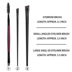 img 1 attached to 🖌️ 3 PCS Angled Eyebrow Eyeliner Brush Set - Perfect Slanted Brushes for Brow Grooming, Mascara & Eye Makeup Tools