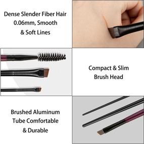 img 2 attached to 🖌️ 3 PCS Angled Eyebrow Eyeliner Brush Set - Perfect Slanted Brushes for Brow Grooming, Mascara & Eye Makeup Tools