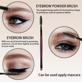 img 3 attached to 🖌️ 3 PCS Angled Eyebrow Eyeliner Brush Set - Perfect Slanted Brushes for Brow Grooming, Mascara & Eye Makeup Tools