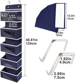 img 1 attached to 🔵 Libeder Over Door Organizer with 5 Pockets - Foldable Hanging Storage Bag for Closet, Nursery, Cabinet - Baby Storage Solution - Includes 2 Hooks - Dark Blue