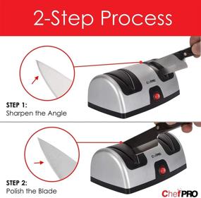 img 3 attached to 🔪 Enhance Your Culinary Skills with ELECTRIC KITCHEN KNIFE SHARPENER AND POLISHING SYSTEM by CHEF PRO - 2-Stage Sharpening, Compact Design, Convenient Suction Cup Bottom and Easy Cleaning - Black-Silver