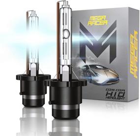 img 4 attached to Mega Racer D2S Bulb 10000K Dark Blue - High Quality HID Bulbs for Low Beam High Beam Replacement - 35W Metal Stents Base - IP68 Waterproof - Pack of 2