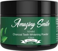 premium usa-made teeth whitening powder with activated charcoal - coconut shells formula and bentonite clay for gentle cleaning & enhanced oral hygiene - 2oz mint flavor - remove stains and brighten teeth logo