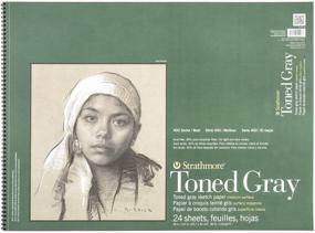 img 4 attached to 📒 Strathmore 412-118 400 Series Toned Gray Sketch Pad, 18x24 Inches, Wire Bound, 24 Sheets