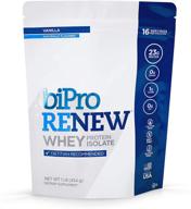 🥛 bipro renew vanilla whey isolate protein powder - dietitian recommended, sugar free, lactose intolerance friendly, gluten free, natural sweeteners, hormone free, 1 lb logo