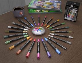 img 3 attached to 24 Piece Set of Metallic Acrylic Paint Markers | 0.7mm Extra Fine & 3.0mm Medium Tip | Ideal for Rock Painting, Pebbles, Canvas, Glass Paint, Mugs | Non-Toxic, Water-Based, Quick Drying