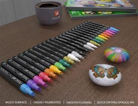 img 2 attached to 24 Piece Set of Metallic Acrylic Paint Markers | 0.7mm Extra Fine & 3.0mm Medium Tip | Ideal for Rock Painting, Pebbles, Canvas, Glass Paint, Mugs | Non-Toxic, Water-Based, Quick Drying