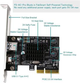 img 1 attached to 🚀 ФевСмарт ФС-АС-Про: Высокоскоростная карта PCIE USB 3.1 Gen 2 с портами USB-A и USB-C для Windows/Mac OS - Включает технологию самопитания!