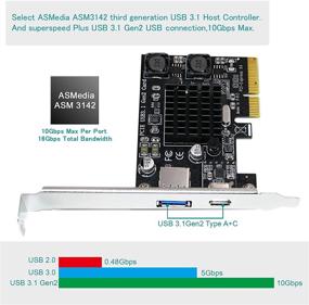 img 3 attached to 🚀 ФевСмарт ФС-АС-Про: Высокоскоростная карта PCIE USB 3.1 Gen 2 с портами USB-A и USB-C для Windows/Mac OS - Включает технологию самопитания!