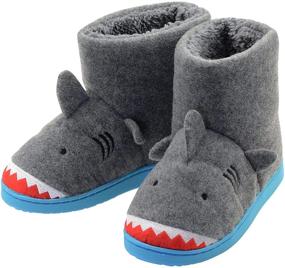 img 4 attached to Warm and Comfy Lulex Boys Girls Shark Bootie Slippers: Perfect Toddler Winter Shoes for Indoor and Outdoor Use