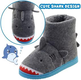 img 3 attached to Warm and Comfy Lulex Boys Girls Shark Bootie Slippers: Perfect Toddler Winter Shoes for Indoor and Outdoor Use