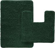 🦍 gorilla grip soft chenille area rug set - u-shape contoured toilet base mat & 30x20 mat - absorbent washable mats - microfiber dries quickly - bath rugs for tub, bathroom in hunter green логотип