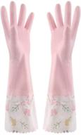 🧤 warm winter water stop floral latex rubber mitts for dishwashing & kitchen, pink armsleeve logo