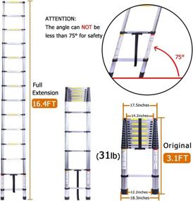 img 3 attached to Terokota 16.4FT Tall Telescoping Ladder: Lightweight Collapsible Extension Ladder for RV, Loft, Home & Attic - 330LB Capacity