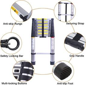 img 1 attached to Terokota 16.4FT Tall Telescoping Ladder: Lightweight Collapsible Extension Ladder for RV, Loft, Home & Attic - 330LB Capacity