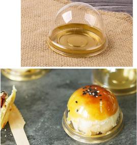 img 1 attached to 🎂 EchoDone 50 Set Clear Plastic Mini Cupcake Boxes – Stylish Muffin Pod Dome Single Container Box for Wedding & Birthday – Elegant Gold Packaging