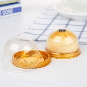 img 3 attached to 🎂 EchoDone 50 Set Clear Plastic Mini Cupcake Boxes – Stylish Muffin Pod Dome Single Container Box for Wedding & Birthday – Elegant Gold Packaging