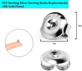 img 1 attached to DELECOE 925 Sterling Silver Hypoallergenic Earring Back Replacements - 18K White Gold Plated Secure Pushbacks for Studs (6mm)