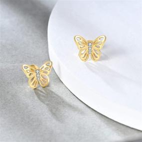 img 1 attached to Butterfly Earrings Hollow Carved Hypoallergenic Sensitive
