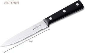 img 3 attached to 🔪 Набор из двух ножей Culina 5 дюймов Утилитарного ножа и 3.5 дюймового Парингового ножа, полновес: универсальная точность для вашей кухни.