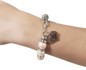 img 2 attached to 🎁 LDS Baptism Gift: CTR Charm Bracelet with Pink and White Pearls and Crystals