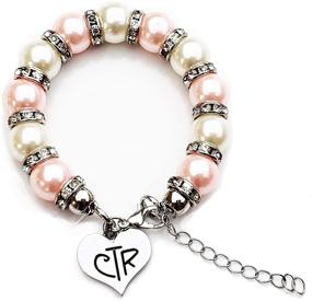 img 4 attached to 🎁 LDS Baptism Gift: CTR Charm Bracelet with Pink and White Pearls and Crystals