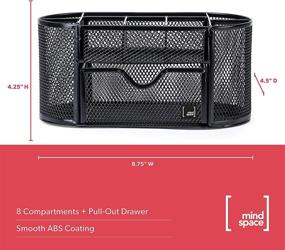 img 2 attached to 💄 Mindspace Mesh Makeup Organizer: Non-Slip Cosmetics Holder & Jewelry Storage - 8 Compartments + Drawer for Brushes, Palettes, Lipstick - Black