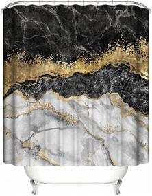 img 2 attached to 🚿 Black Marble Shower Curtain Set: 4-Piece Bundle with Non-Slip Rugs, Toilet Lid Cover, and Bath Mat - Complete Bathroom Set with Accessories