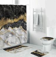 🚿 black marble shower curtain set: 4-piece bundle with non-slip rugs, toilet lid cover, and bath mat - complete bathroom set with accessories logo