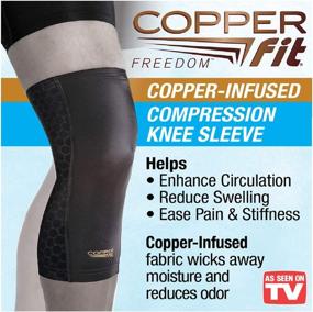 img 1 attached to Copper Fit Freedom Knee Sleeve 2 Pack - Copper Infused Compression Sleeve with Contour Design - Large Size - As Seen on TV