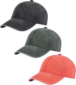 img 4 attached to AOSMI 3 Pack Vintage Washed Cotton Adjustable Baseball Caps: Unstructured Low Profile Classic Dad Hats for Men and Women