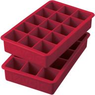 🥃 tovolo silicone freezer tray for whiskey, bourbon, spirits & liquor - set of 2, 1.25" cubes, bpa-free, fade resistant - cayenne logo