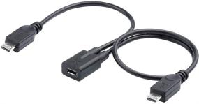 img 4 attached to 💻 Micro USB Female Splitter Cable to Dual Micro USB Male Connectors by Electop