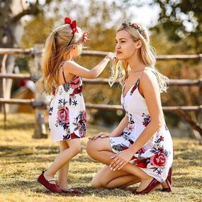 img 2 attached to 👗 Mumetaz Mommy and Me Dresses: Adorable Sweet Floral Printed Leopard Bowknot Straps for Fashionable Summer Matching Sleeveless Dress