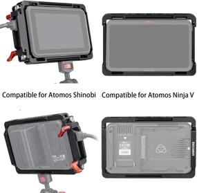 img 1 attached to 🔆 ANDYCINE Monitor Cage with Sunhood for Atomos Ninja V and Atomos Shinobi, Featuring Built-in NATO Rails and HDMI Cable Clamp