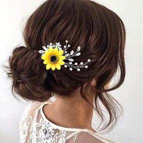 img 3 attached to 🌼 Серебряный венок для волос со жемчугом "Silver Sunflower Wedding Hair Comb with Pearls - Crystal Bridal Hair Accessories for Women and Girls by Yean Bride