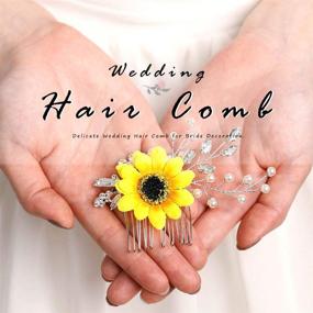 img 1 attached to 🌼 Серебряный венок для волос со жемчугом "Silver Sunflower Wedding Hair Comb with Pearls - Crystal Bridal Hair Accessories for Women and Girls by Yean Bride