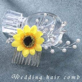 img 2 attached to 🌼 Серебряный венок для волос со жемчугом "Silver Sunflower Wedding Hair Comb with Pearls - Crystal Bridal Hair Accessories for Women and Girls by Yean Bride