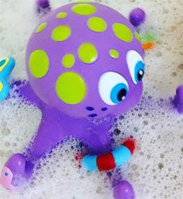 img 1 attached to Высококачественная плавающая фиолетовая игрушка для ванны Nuby "Осьминог" для увеличения удовольствия от ванны