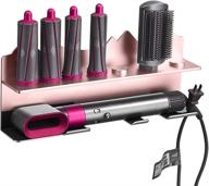 🛁 wall mounted pink affogato storage holder for dyson airwrap styler accessories - bracket stand with adhesive for bedroom, bathroom, and home organizer логотип