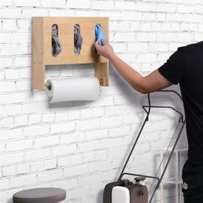 img 1 attached to 🧤 Convenient Wall-Mounted Glove Dispenser Tissue Napkin Box Paper Towel Holder - Wooden 3 Boxes Hygiene Station for Home, Garage, Workshop, Medical Office (Assembly Required)