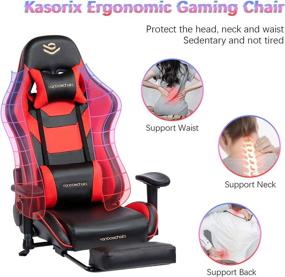 img 2 attached to Kasorix Footrest Adjustable Armrest Chair 8512RED