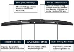 img 3 attached to 🚗 MIKKUPPA 26"+18" Windshield Wipers - Replacement for Honda Accord, Hyundai Sonata, Toyota Camry - U/J Hook All Season Wiper Blades, Pack of 2