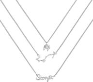 🌌 zodiac constellation necklaces for women girls - set of 3, 14k gold plated with 3a zircon, exquisite horoscope zodiac sign pendant necklace, birthday gift with gift box logo