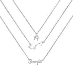 img 4 attached to 🌌 Zodiac Constellation Necklaces for Women Girls - Set of 3, 14K Gold Plated with 3A Zircon, Exquisite Horoscope Zodiac Sign Pendant Necklace, Birthday Gift with Gift Box