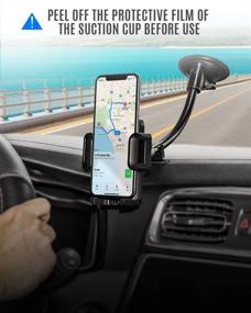 img 3 attached to 🚗 Long Arm Windshield Car Phone Holder Mount with Washable Suction Cup - Compatible with iPhone 12 11 Pro Max, XS Max, XS, XR/X/8/7/6 Plus and More