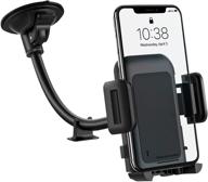 🚗 long arm windshield car phone holder mount with washable suction cup - compatible with iphone 12 11 pro max, xs max, xs, xr/x/8/7/6 plus and more logo