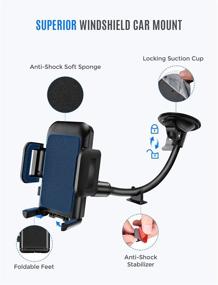 img 1 attached to 🚗 Long Arm Windshield Car Phone Holder Mount with Washable Suction Cup - Compatible with iPhone 12 11 Pro Max, XS Max, XS, XR/X/8/7/6 Plus and More