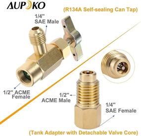 img 3 attached to 🔌 Aupoko R134A Self-Sealing Can Tap with R134A Tank Adapter, 1/2’’ Acme to 1/4’’ SAE Refrigerant Can Bottle Tap Opener, featuring 1/4’’ SAE Female and 1/2’’ Acme Male Adapter